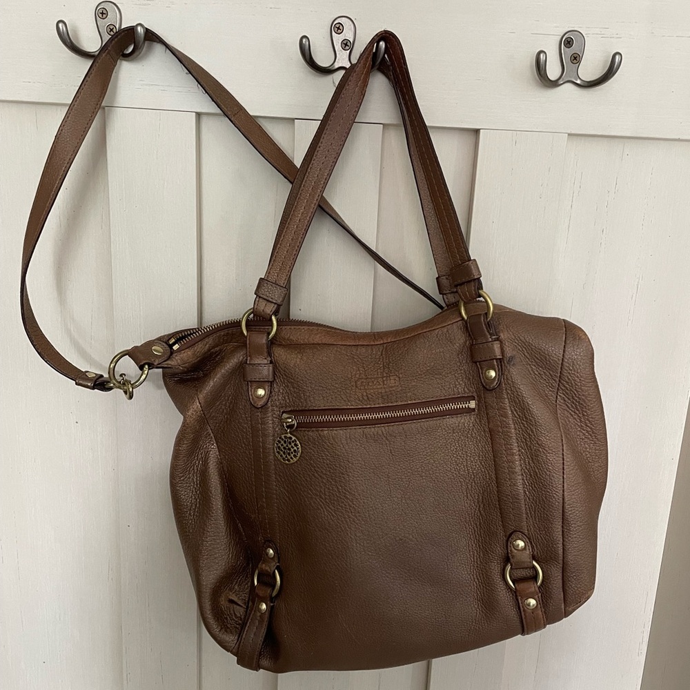 Coach F17566 Leather Alexandra Convertible Pebble Leater Tote -Copper